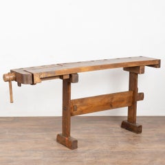 Rustic Carpenters Workbench Narrow Console Table circa 1900's