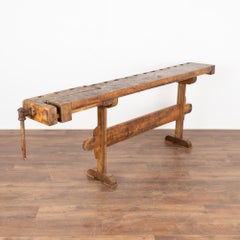 Rustic Carpenters Workbench Narrow Console Table, Denmark circa 1890