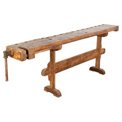 Rustic Carpenters Workbench Narrow Console Table, Denmark circa 1890