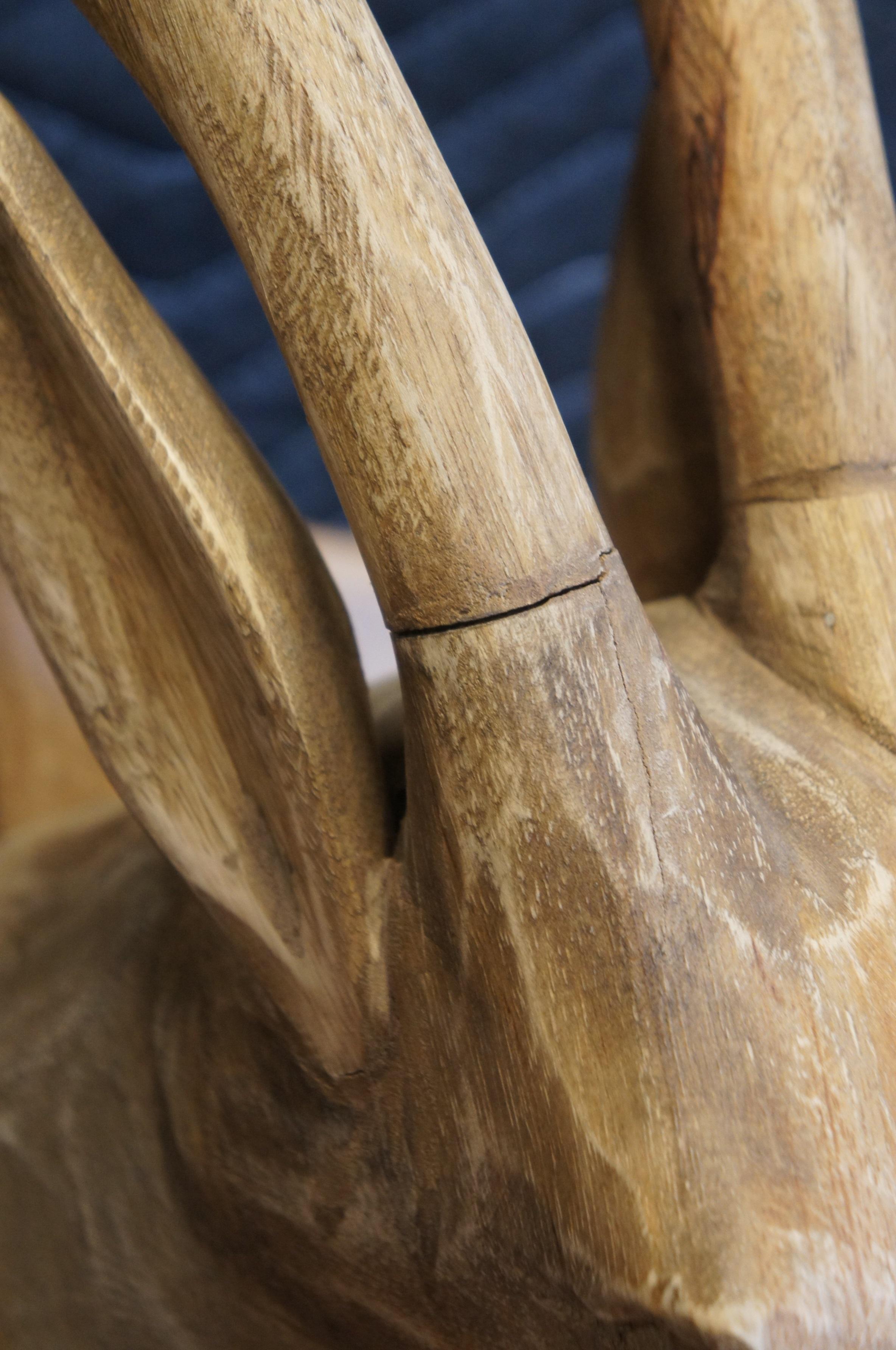 Carved Hardwood Taxidermy Deer Antelope Stag Head Bust w Antlers 20
