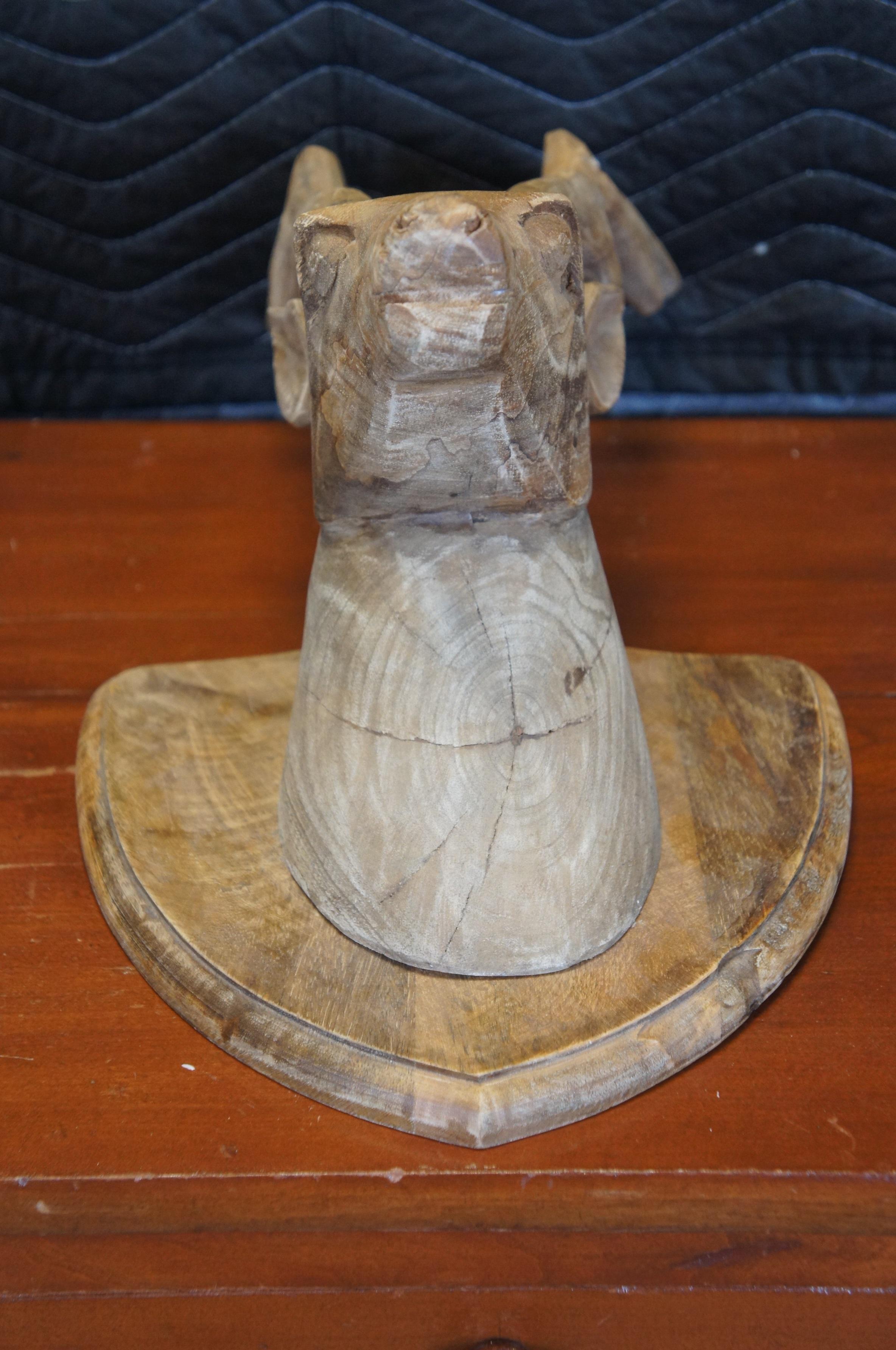Carved Hardwood Taxidermy Deer Antelope Stag Head Bust w Antlers 20