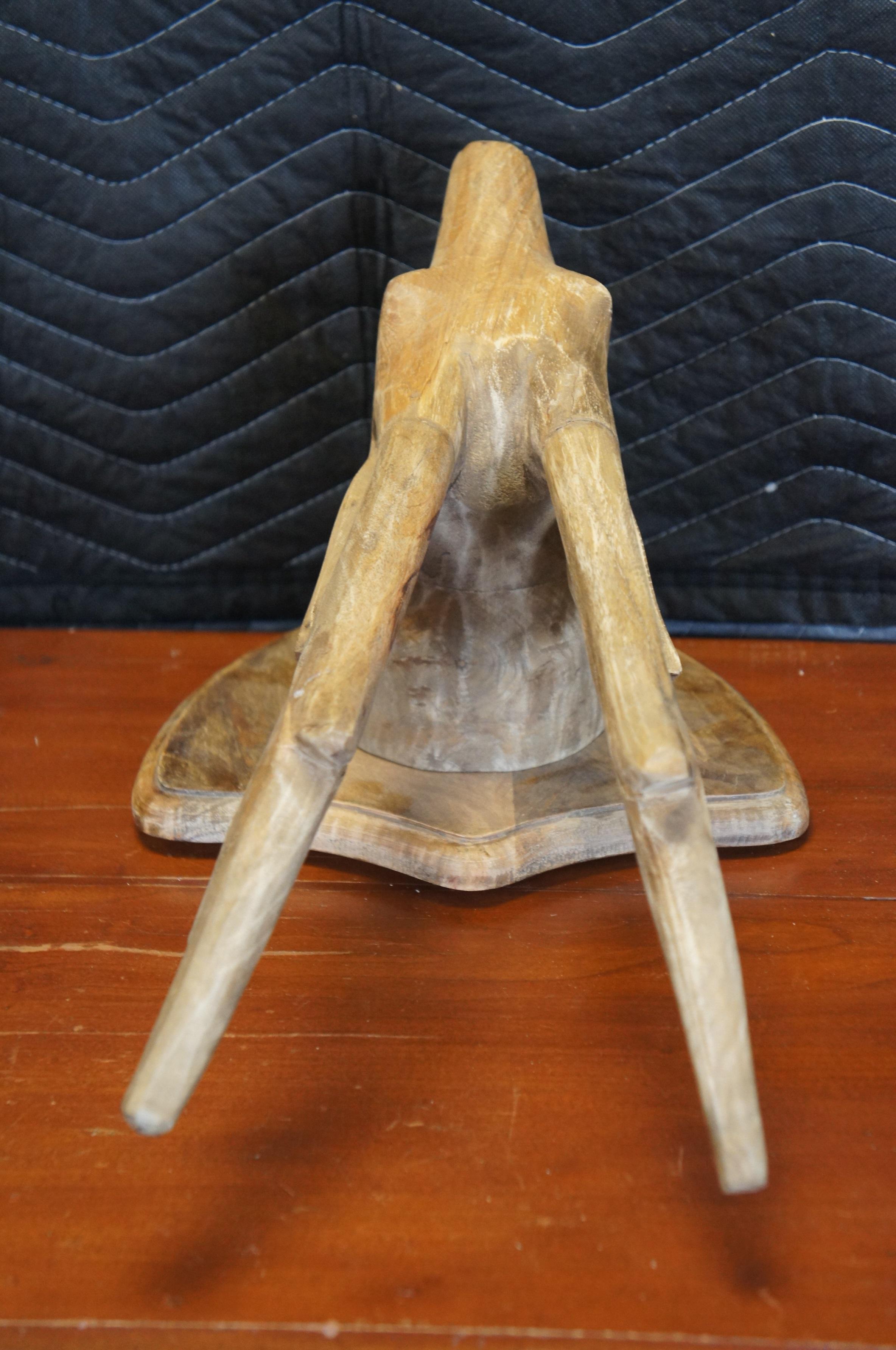 Carved Hardwood Taxidermy Deer Antelope Stag Head Bust w Antlers 20