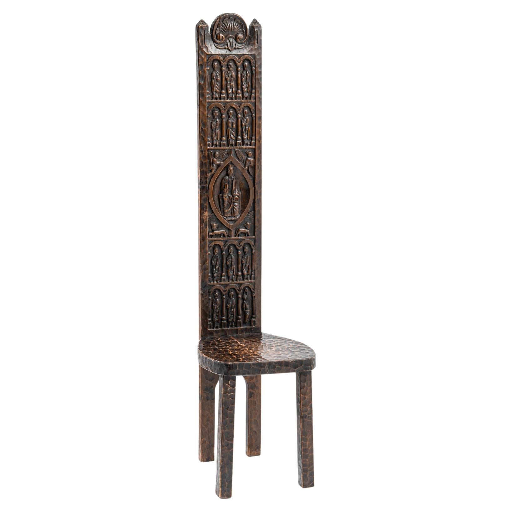 Rustic Carved High-Back Throne