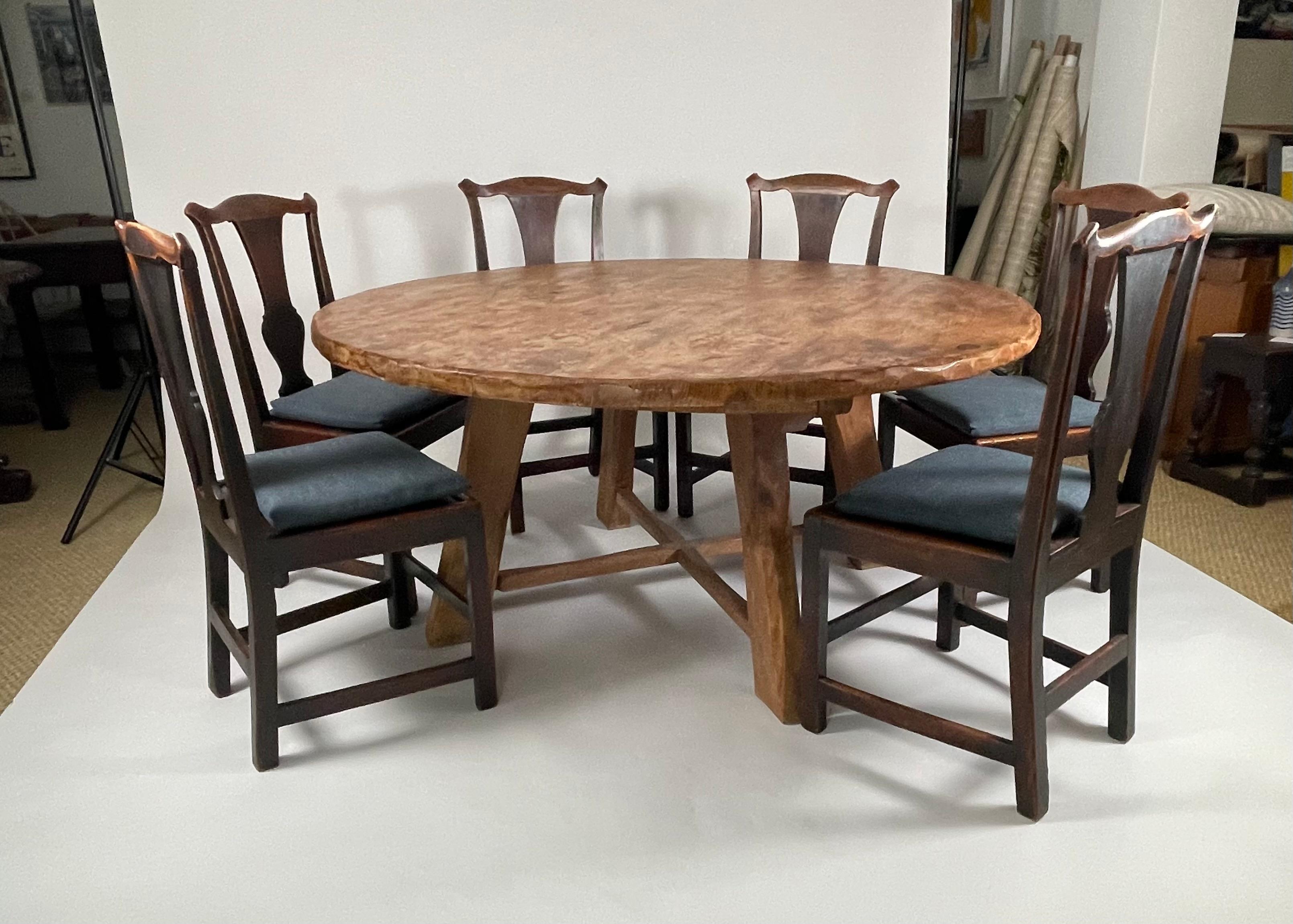 Rustic Carved Pine Round Dining Table 6