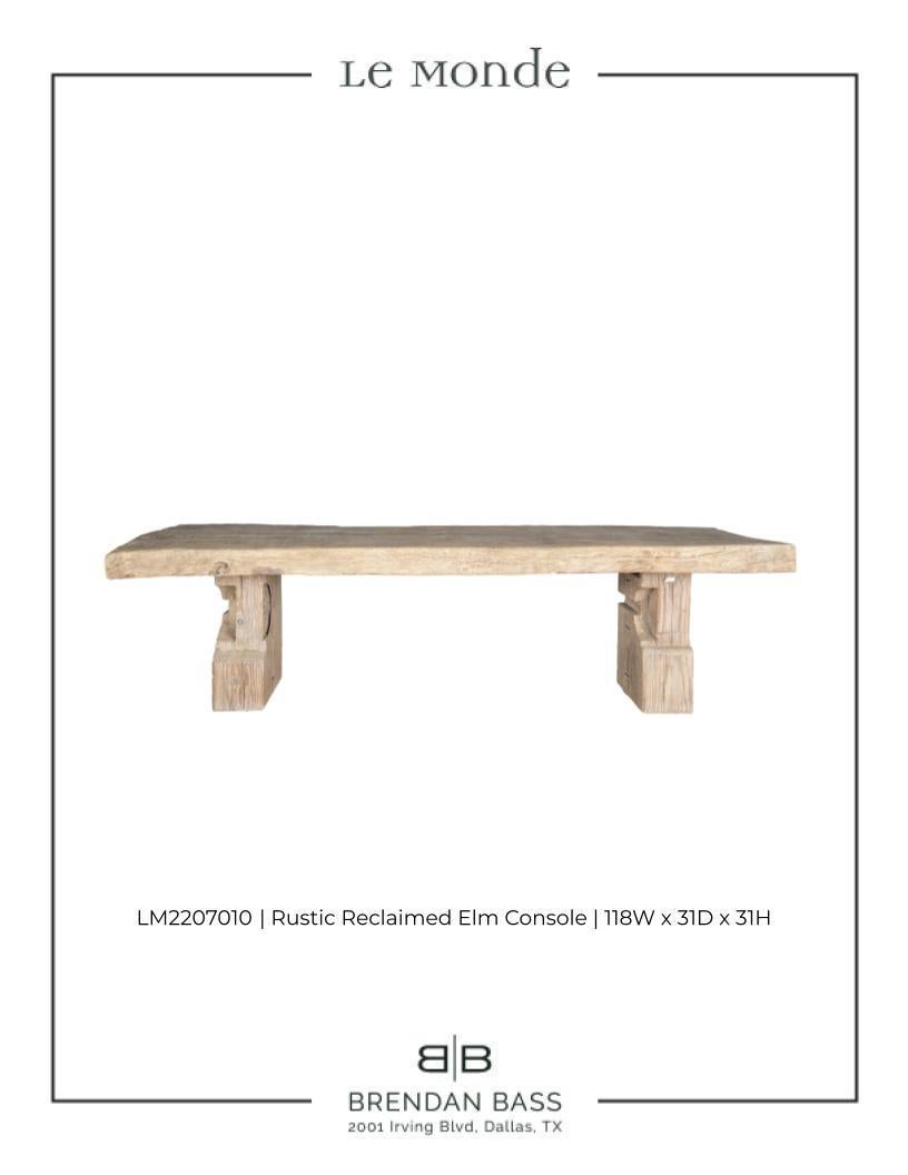Reclaimed Architectural Elm Console Table For Sale 1