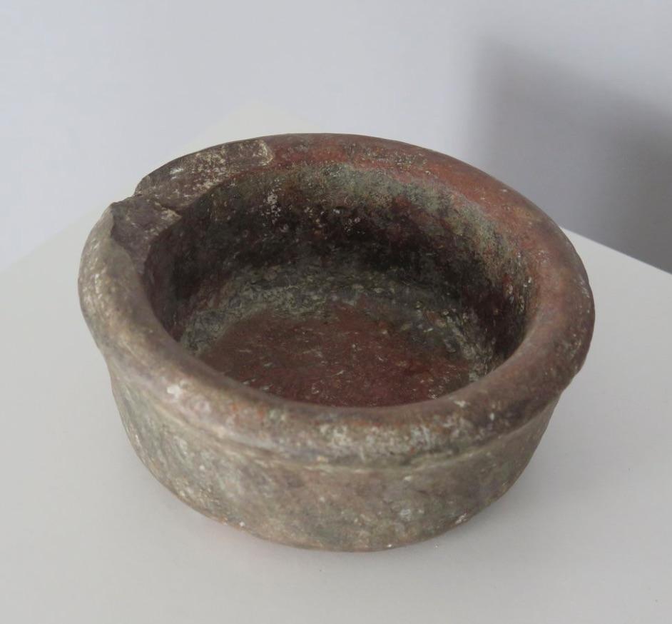 Rustic Carved Red Stone Bowl For Sale 2