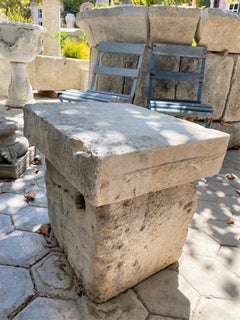 Rustic Carved Stone Garden Farm Side Table Seat Outdoor Indoor Antique Bench LA