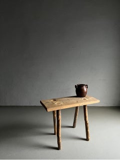 Rustic Carved Wood Bench, Belgium, 1900s