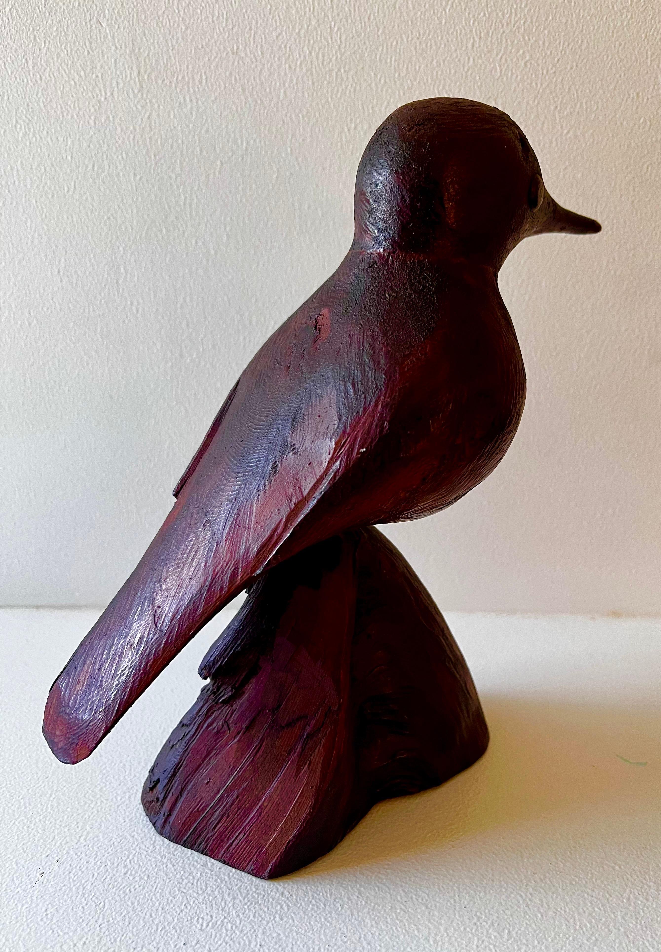 XX secolo Uccello rustico in legno intagliato su supporto in vendita