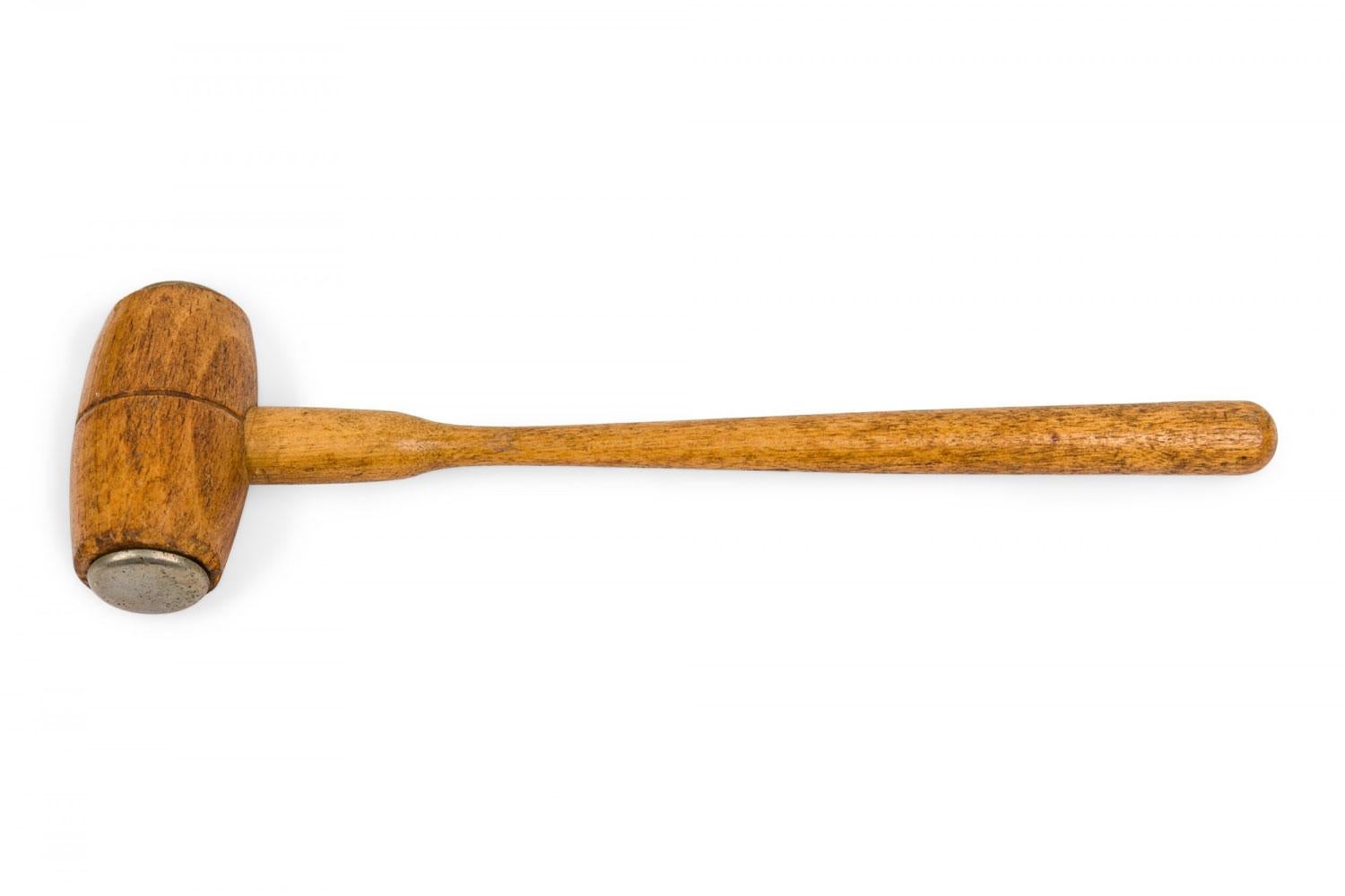 Rustic Carved Wooden Nutcracker Set with Wooden Mallet In Good Condition For Sale In Queens, NY