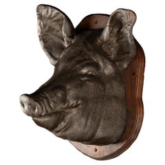 Rustic Cast Iron Pig Head Trade Sign