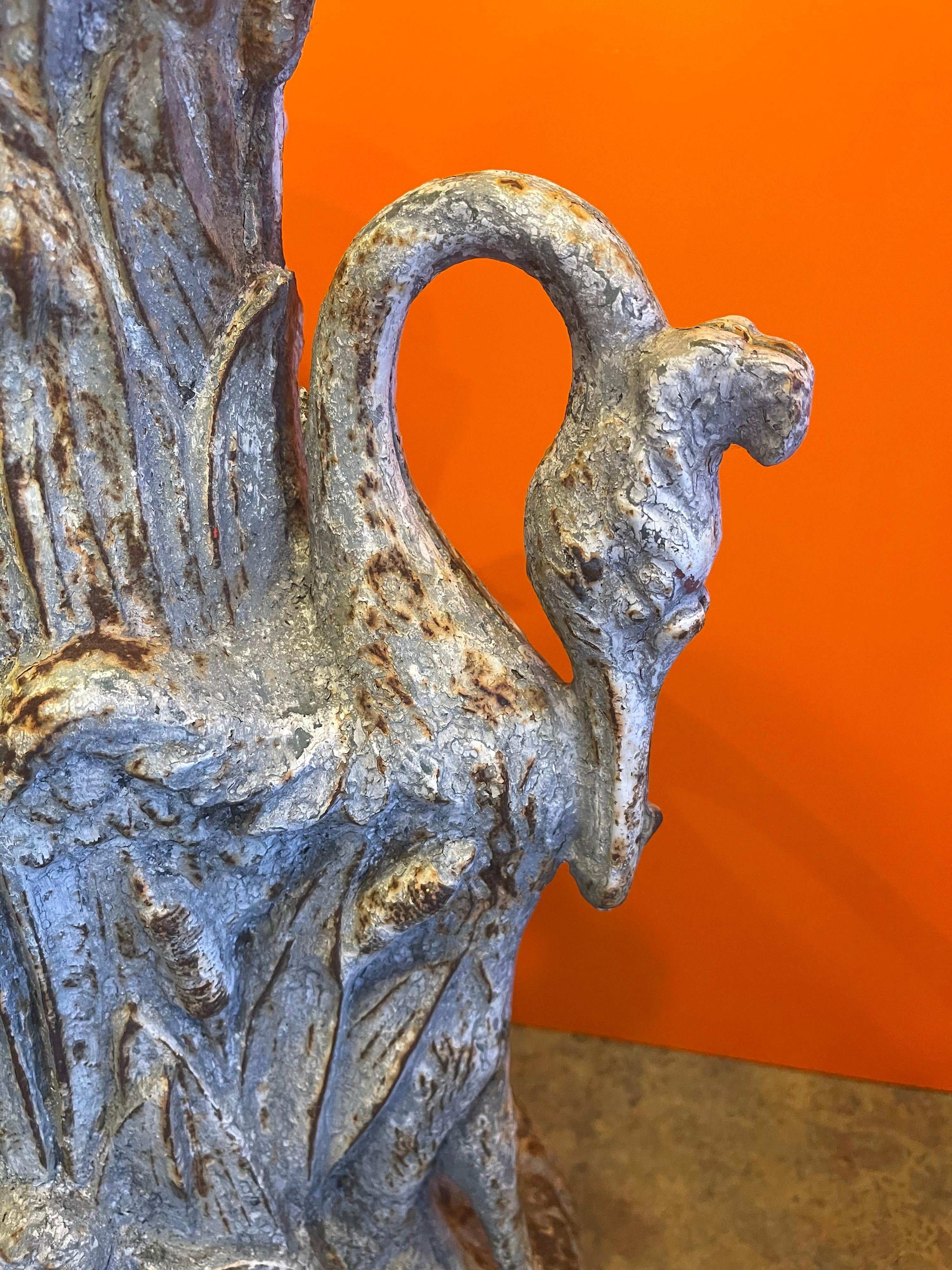 Rustic Cast Iron Umbrella Stand with Swans 5