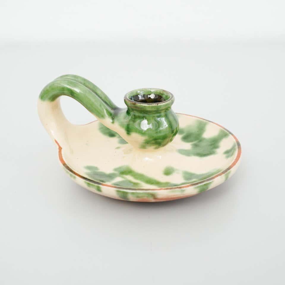 Spagnolo Portacandele rustico in ceramica, 1960 circa in vendita