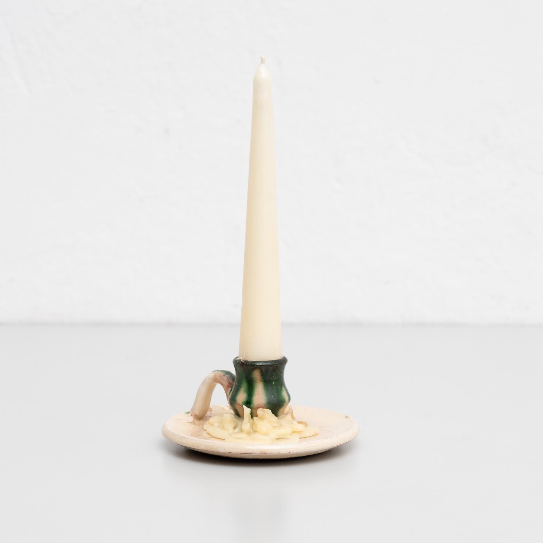 Spagnolo Portacandele rustico in ceramica, 1960 circa in vendita