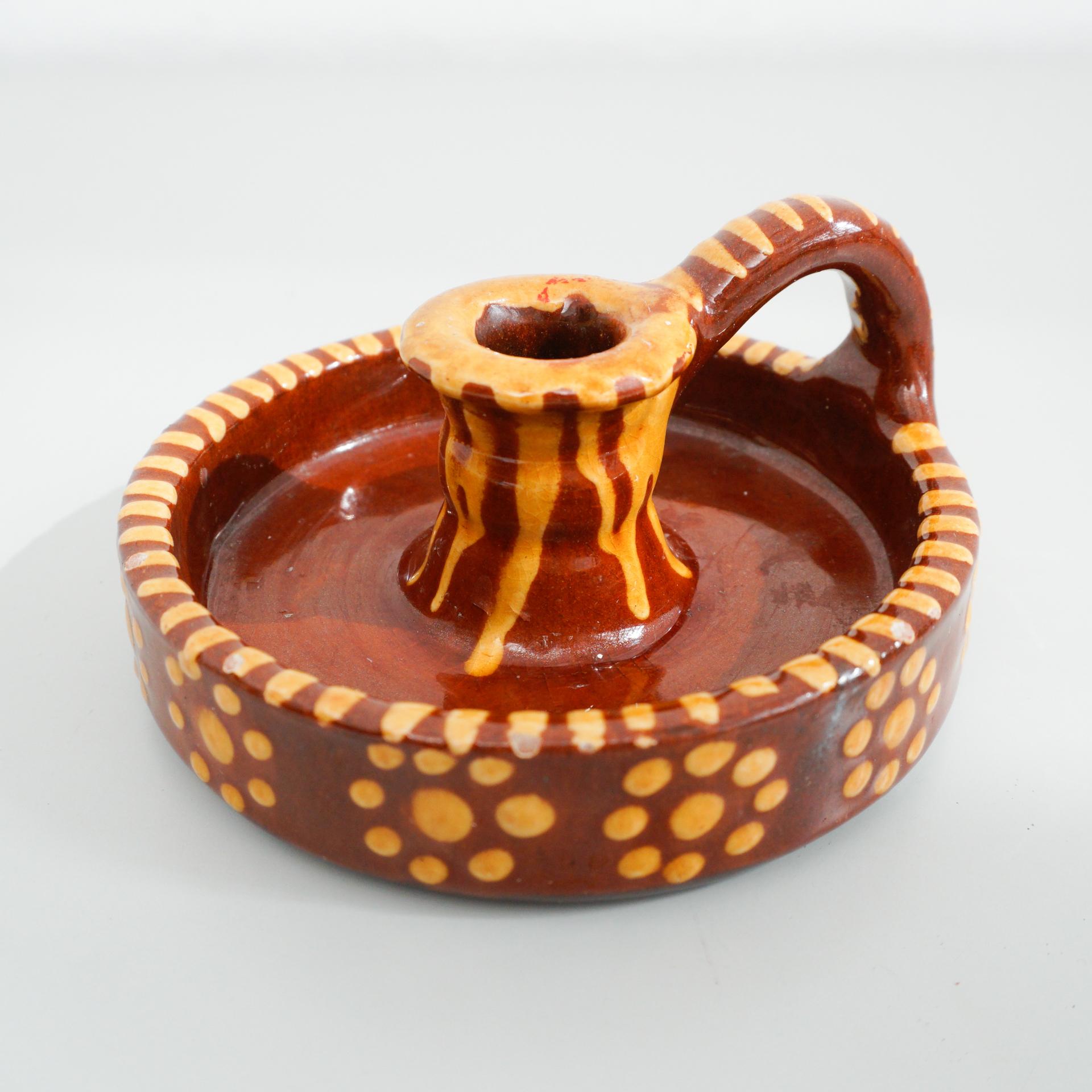 Spanish Rustic Ceramic Candle Holder, circa 1960