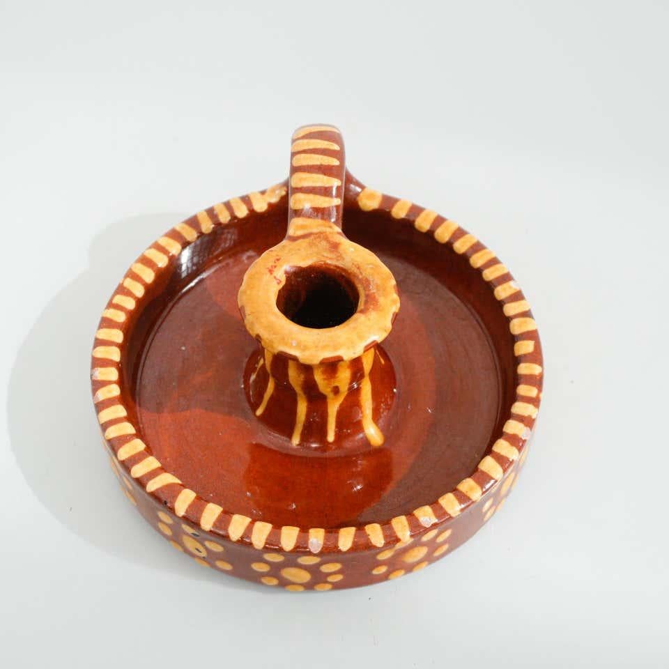 Rustic Ceramic Candle Holder, circa 1960 In Good Condition For Sale In Barcelona, Barcelona