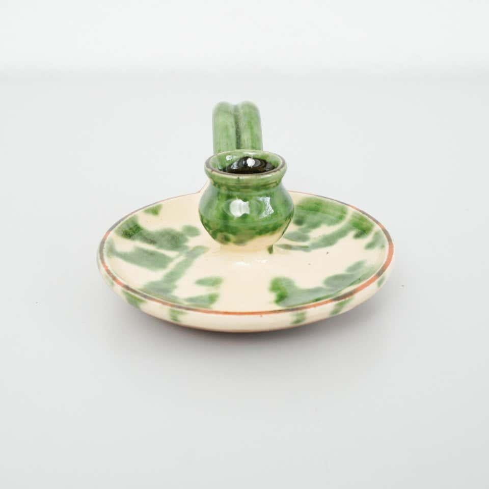 Metà XX secolo Portacandele rustico in ceramica, 1960 circa in vendita