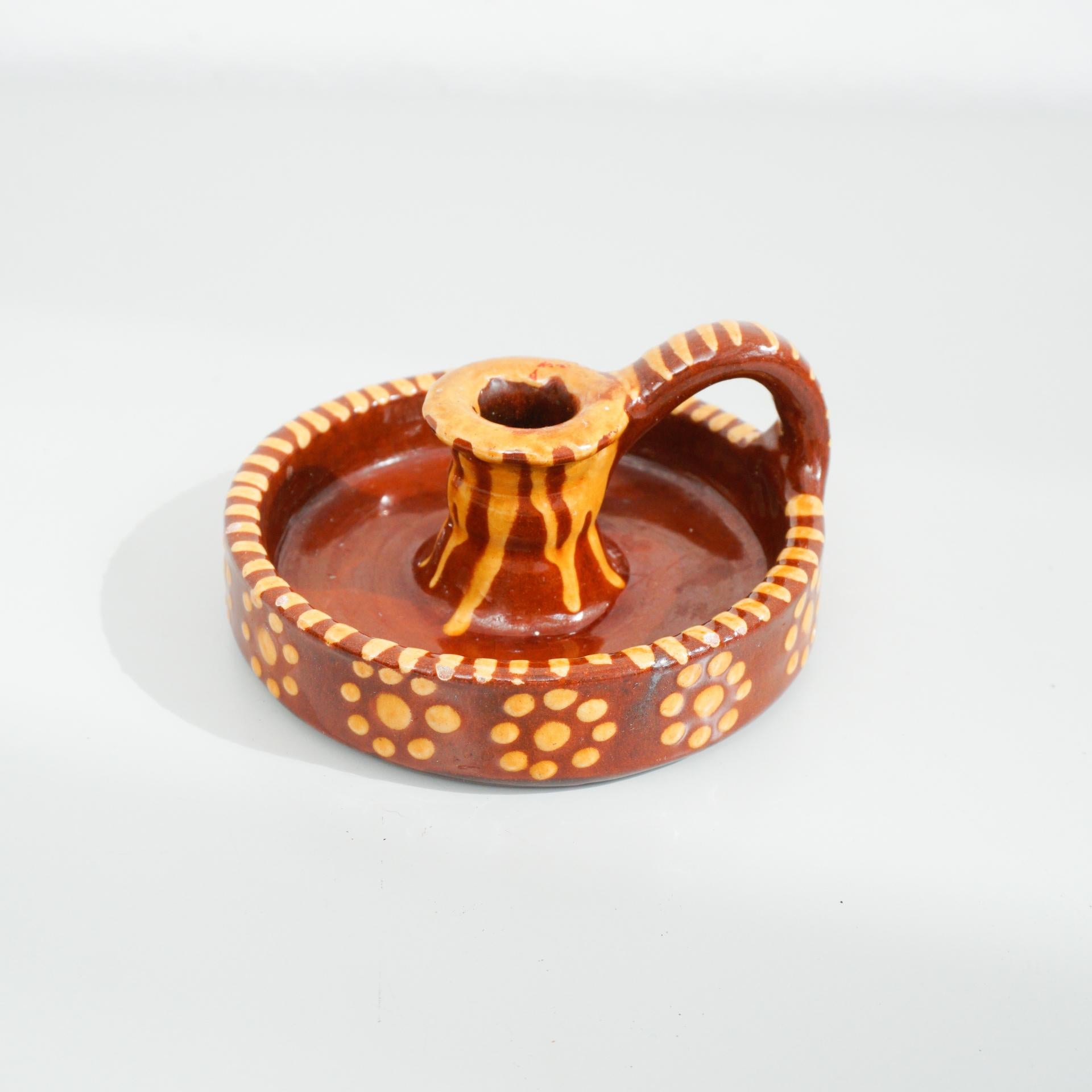 Mid-20th Century Rustic Ceramic Candle Holder, circa 1960