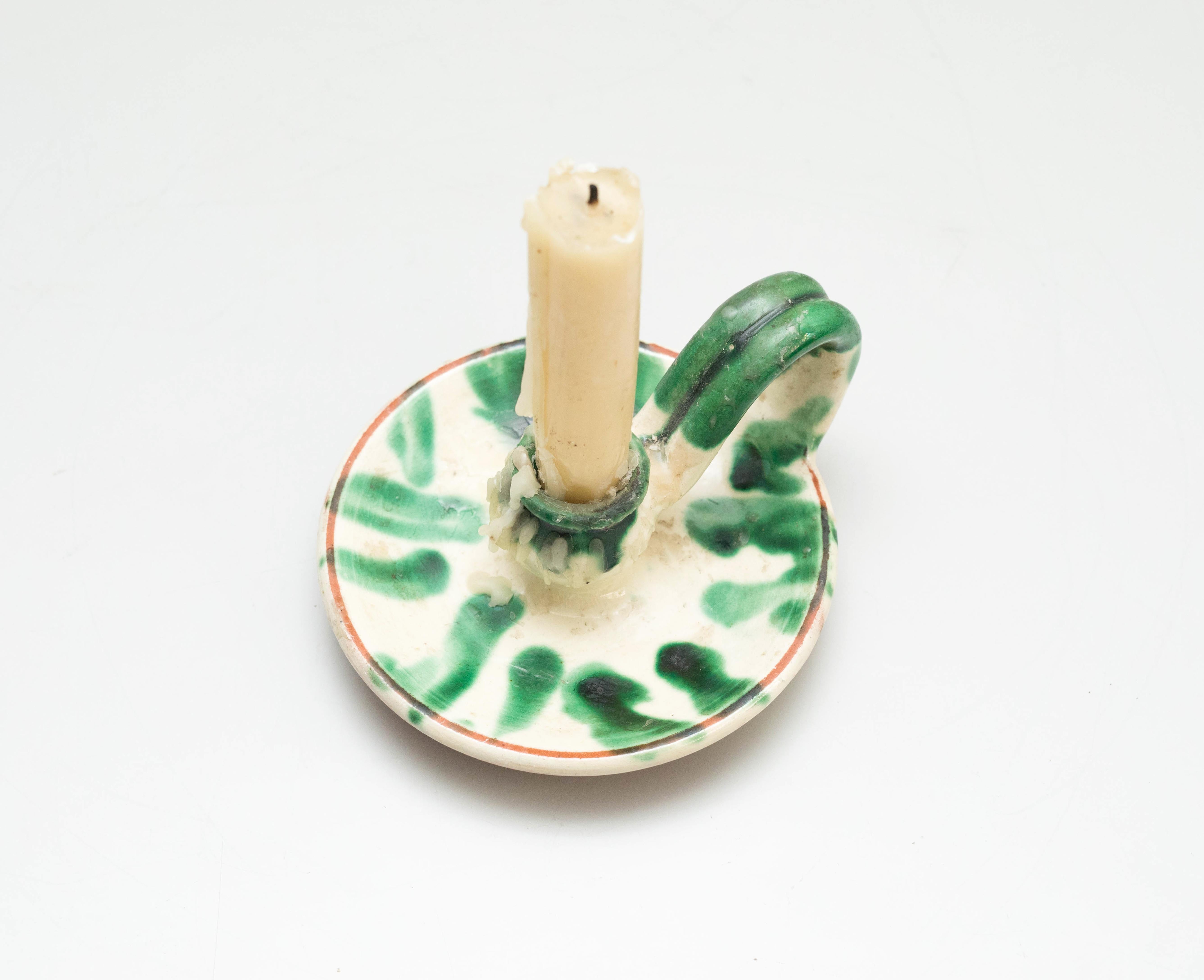 Rustic Ceramic Candle Holder, circa 1960  For Sale 2