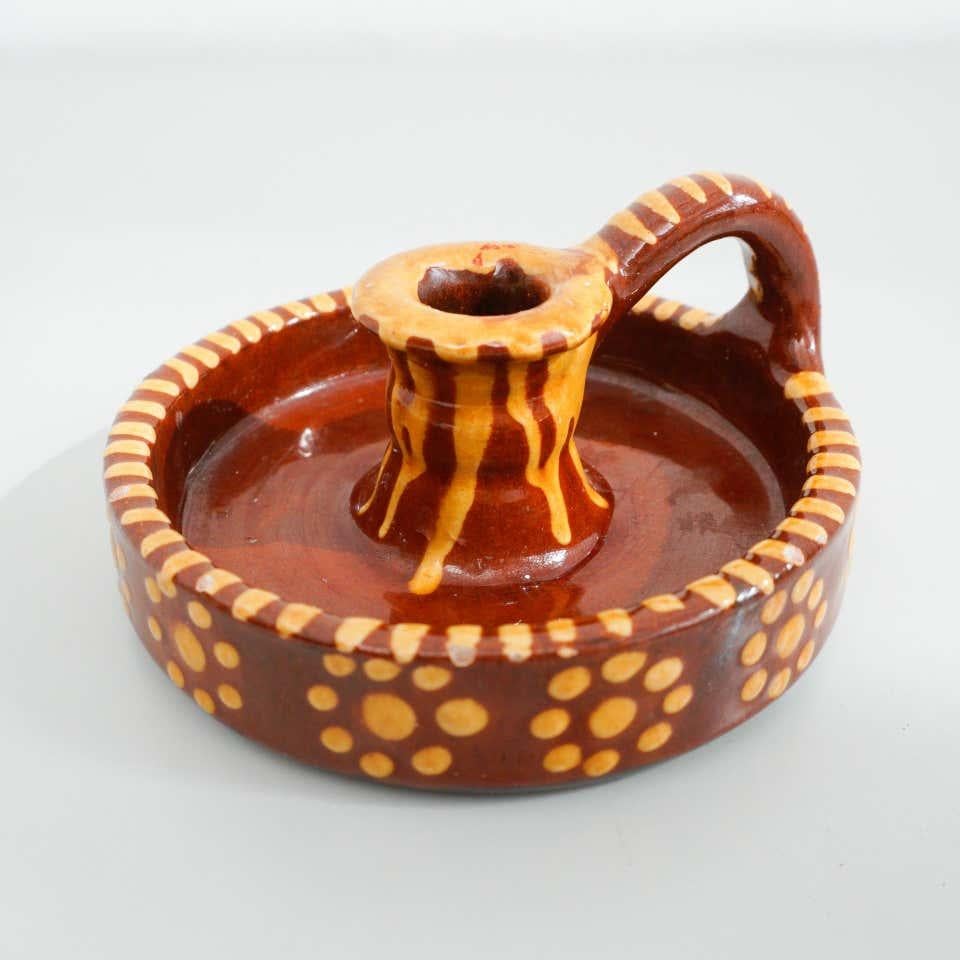 Rustikaler Keramik-Kerzenständer, um 1960 im Angebot 3