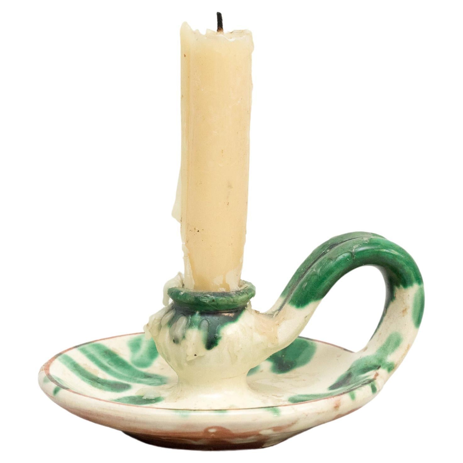 Rustikaler Keramik-Kerzenständer, um 1960  im Angebot