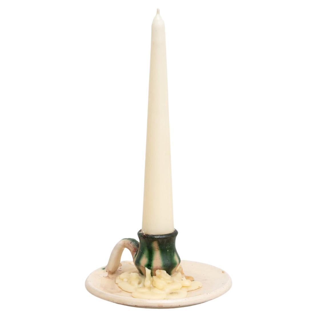 Rustic Ceramic Candle Holder, circa 1960 For Sale at 1stDibs