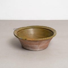 Rustic Ceramic Plate Vase in Beautiful Green Tone – Early 20th Century