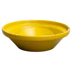 Rustic Ceramic Plate Vase in Beautiful yellow Tone – Early 20th Century