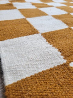 Rustic Checkered Handwoven Wool Area Rug