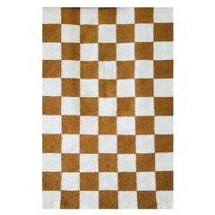 Tapis rustique à carreaux en laine tissée à la main