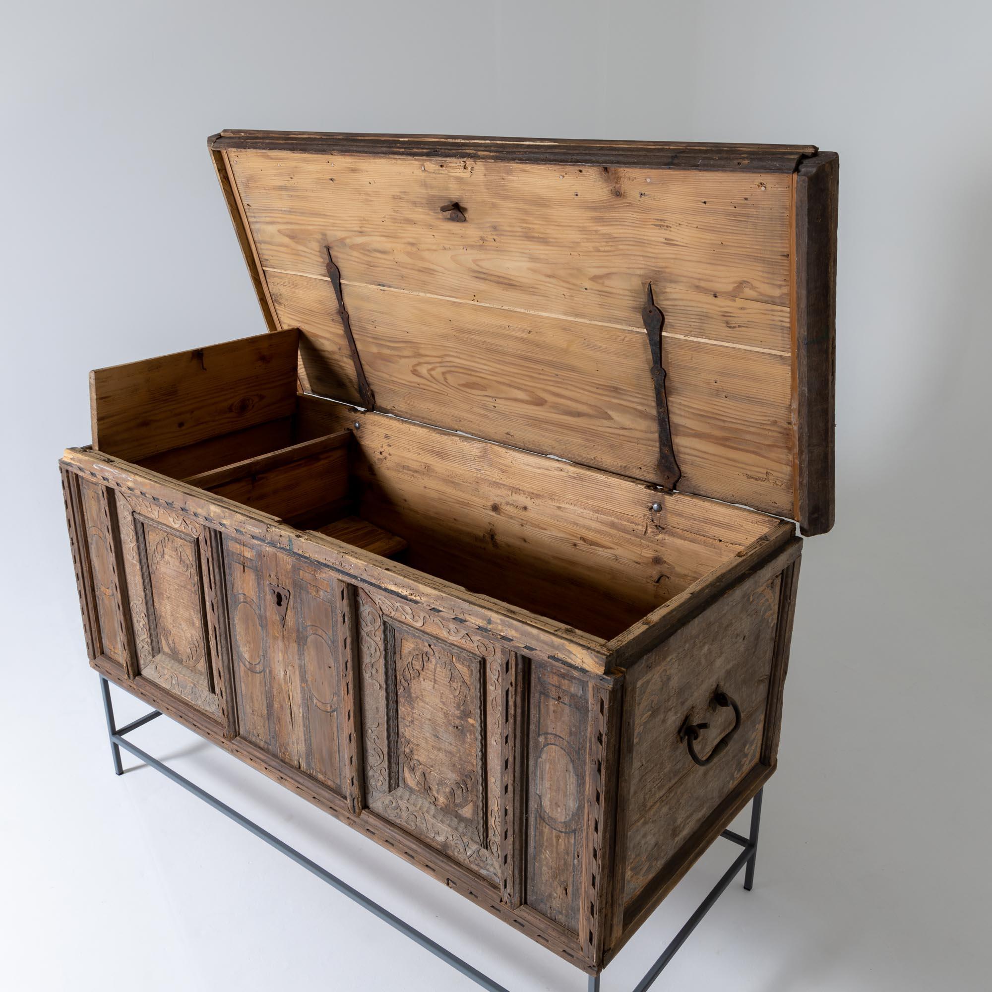 Rustic Chest on a Metal Base, 19th Century 1