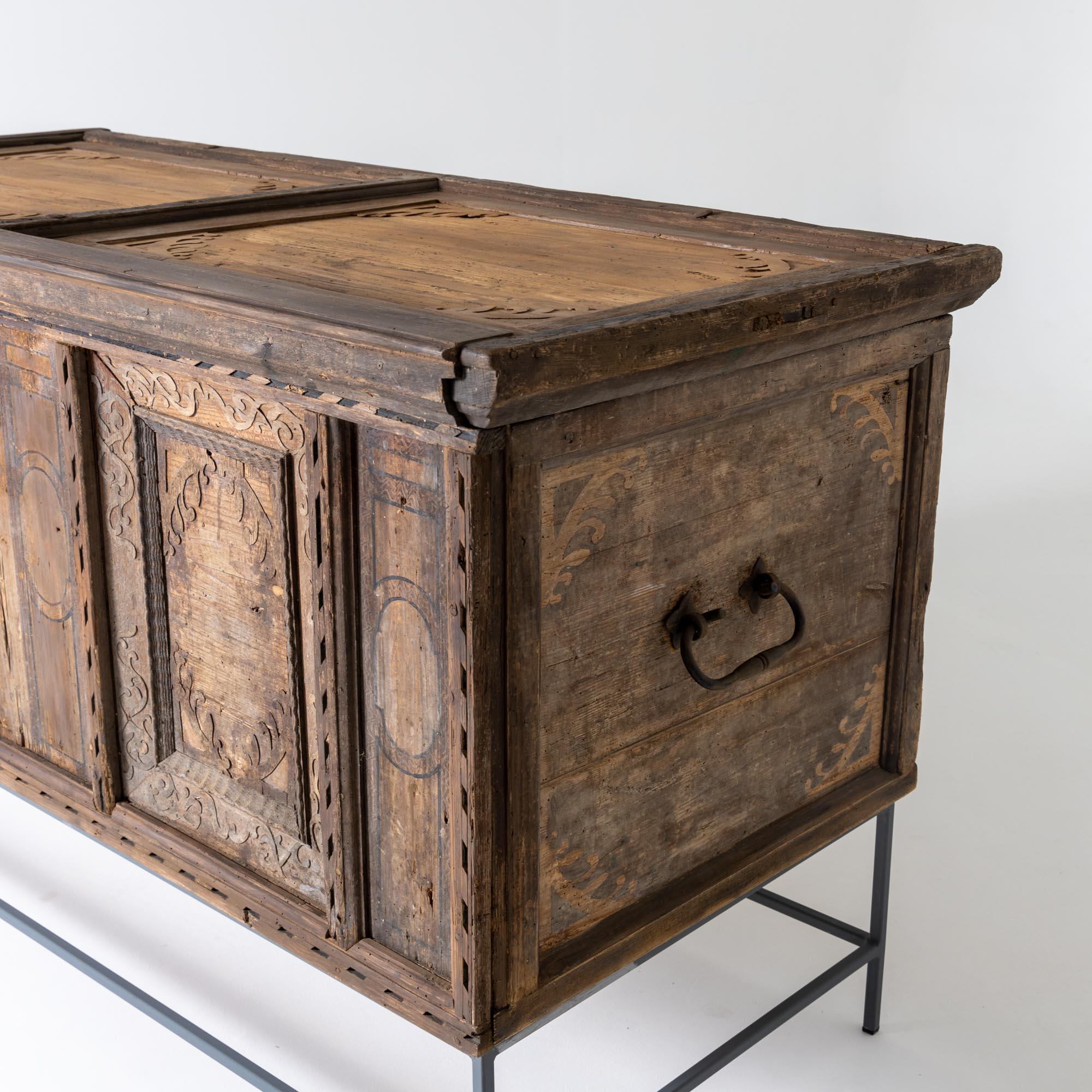 Rustic Chest on a Metal Base, 19th Century 2