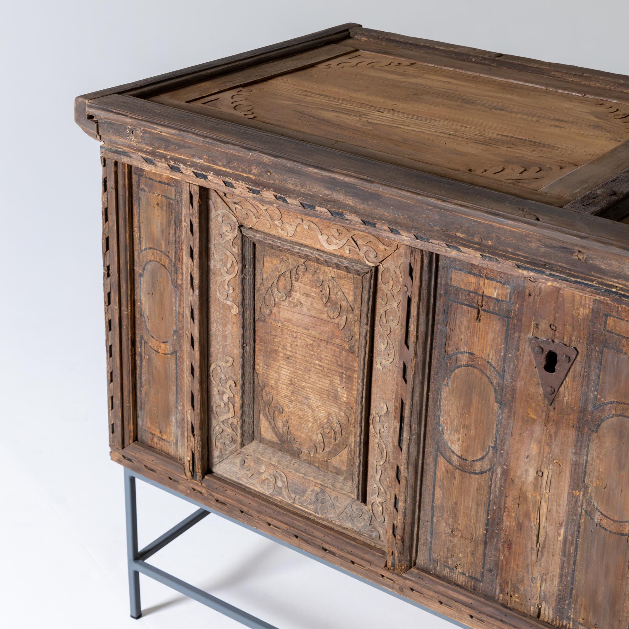 Rustic Chest on a Metal Base, 19th Century 3