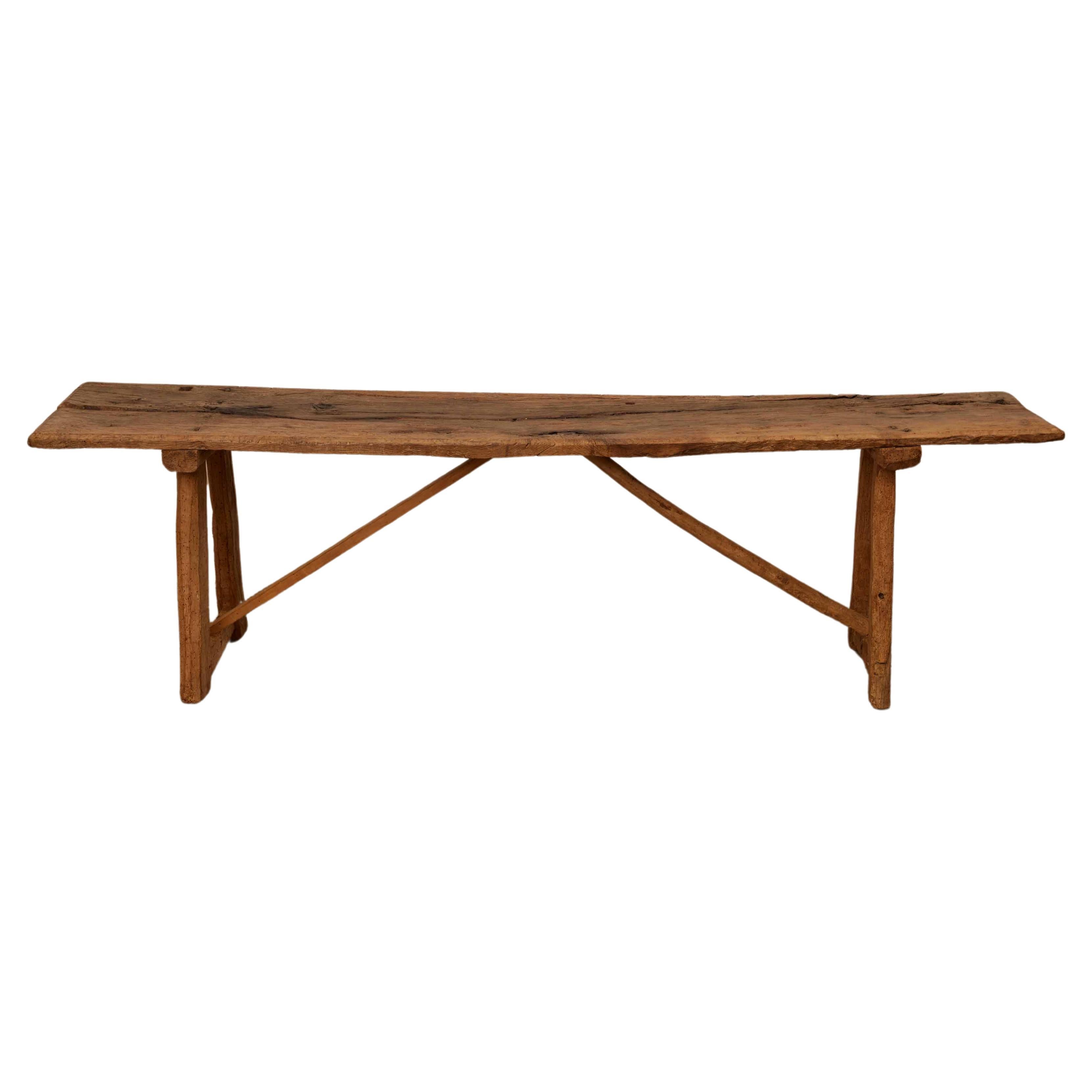 Rustic Chestnut & Pine Bench For Sale