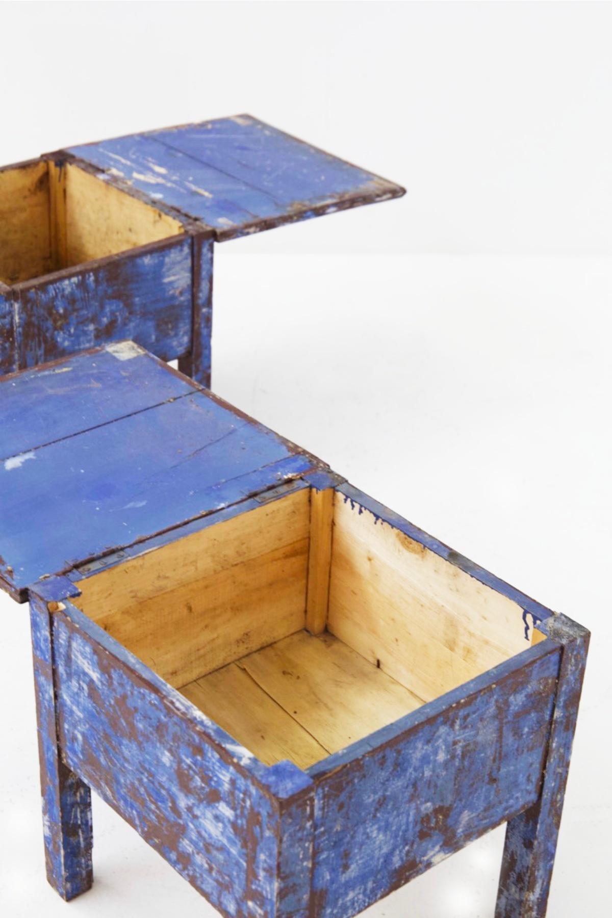 Rustic Chic Blue Stools For Sale 7