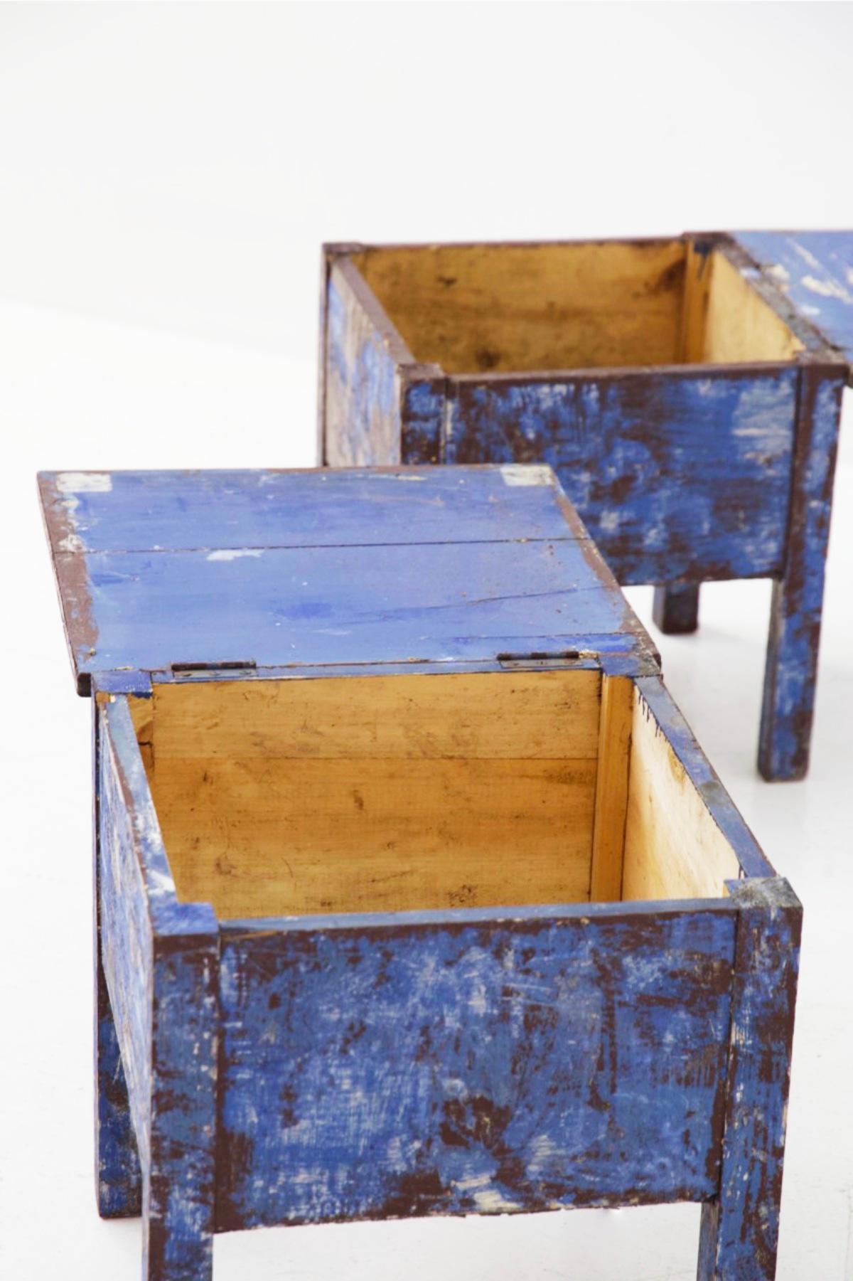 Rustic Chic Blue Stools For Sale 8