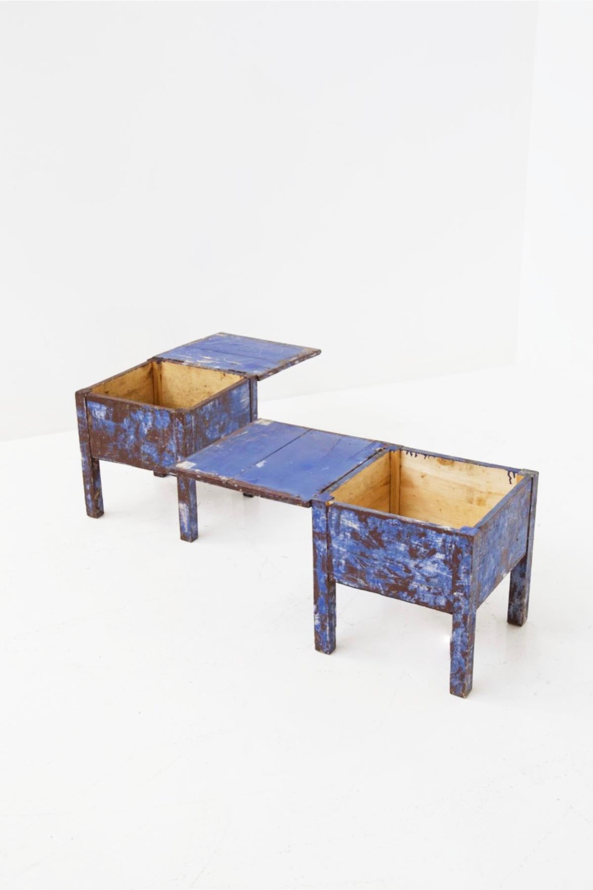 Rustic Chic Blue Stools For Sale 9
