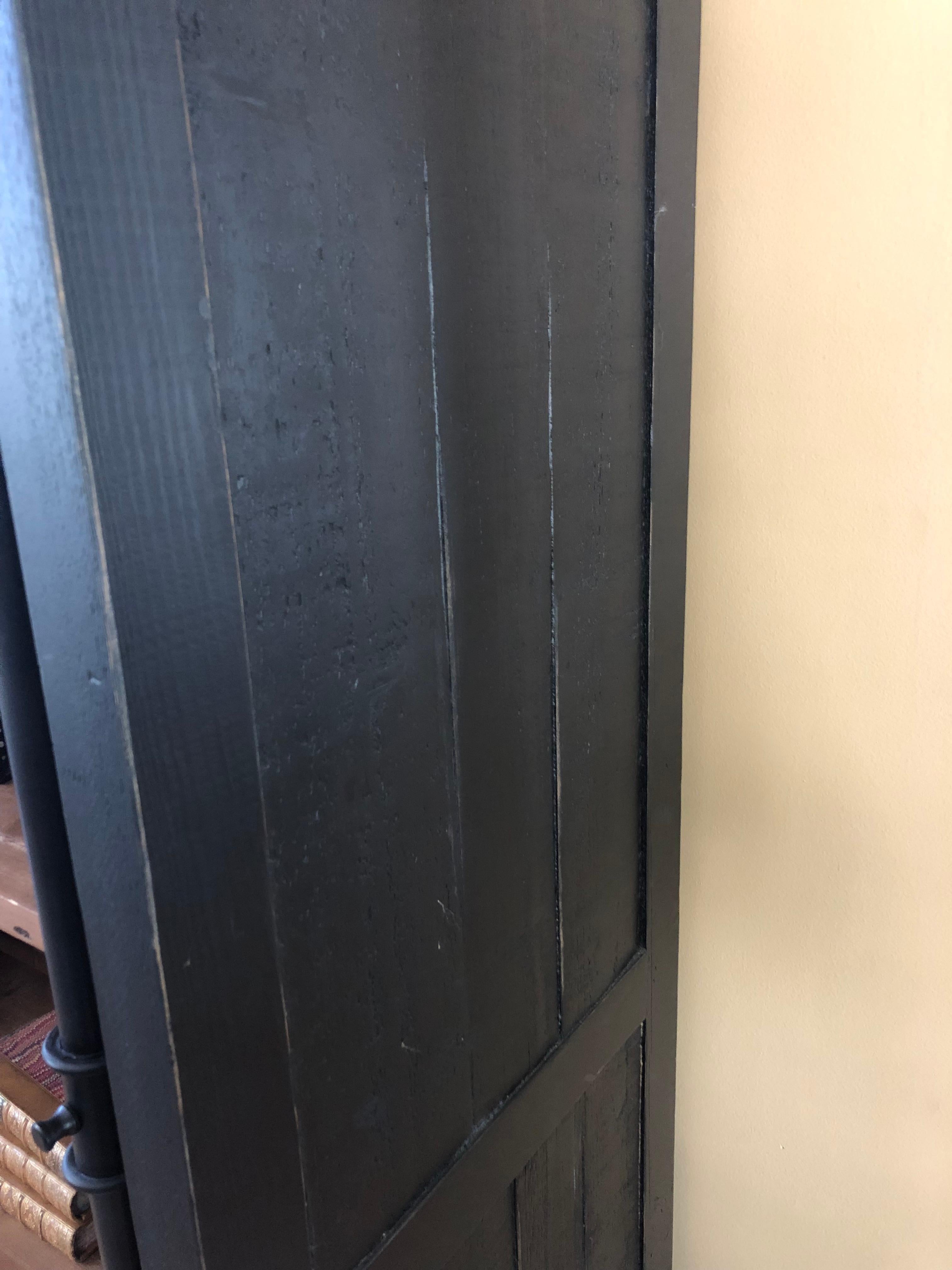Rustic Chic Reclaimed Wood and Iron Black Bookcase with Ladder In Good Condition In Hopewell, NJ