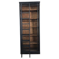 Rustic Chic Reclaimed Wood and Iron Black Bookcase with Ladder
