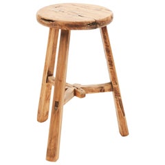 Rustic Chinese 18th Century Three-Legged Elmwood Stool