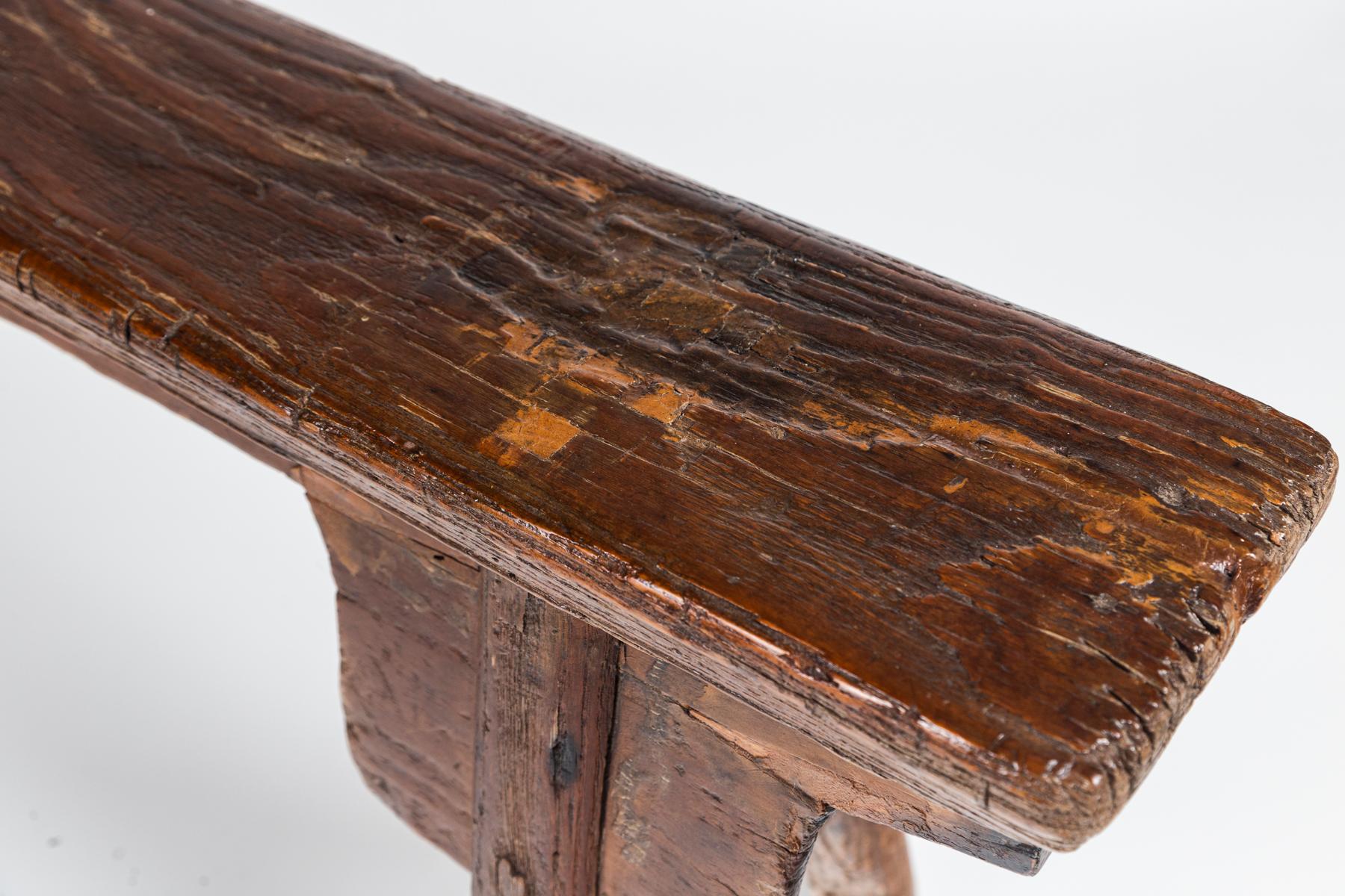 Hand-Crafted Rustic Chinese Bench, 20th Century