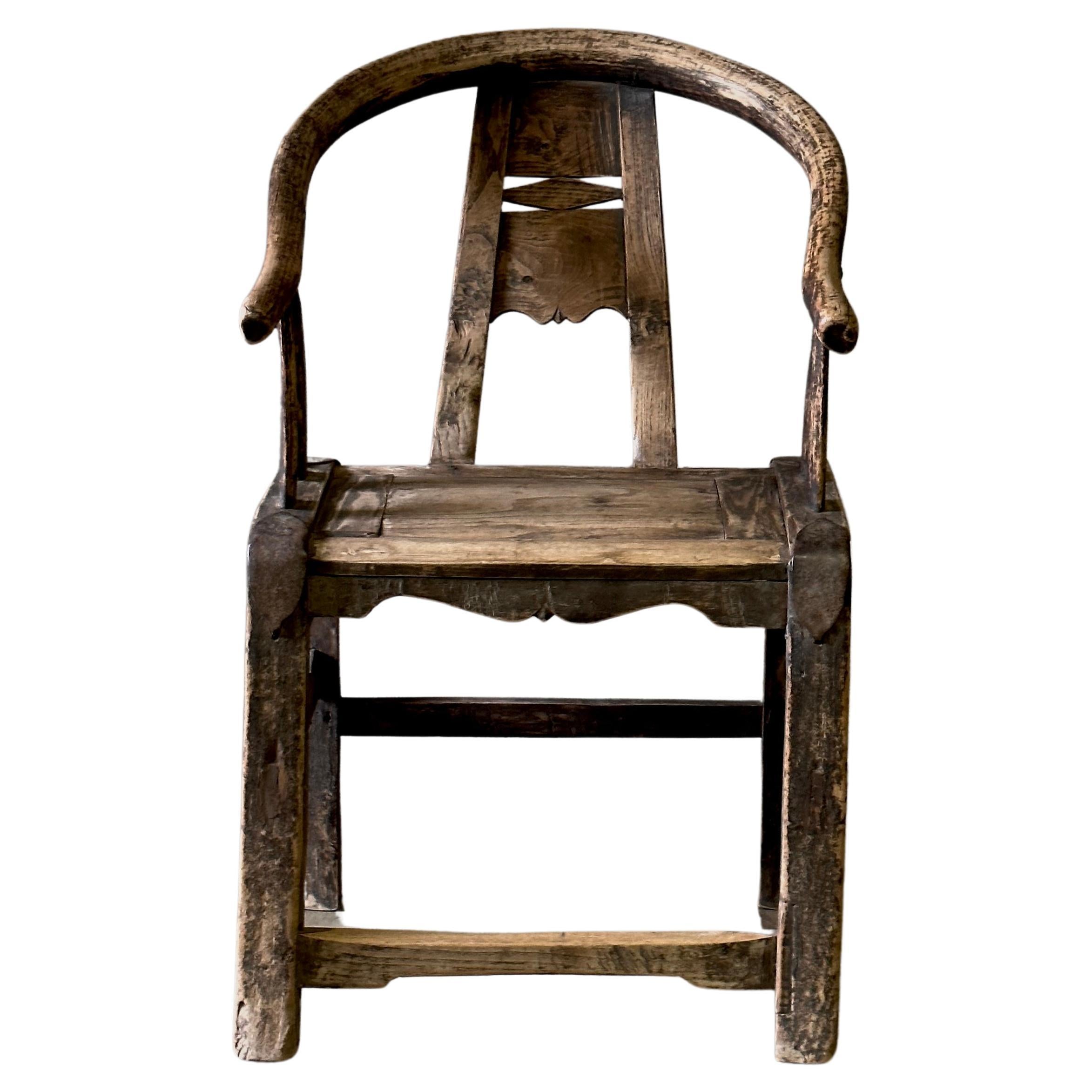 Rustic Chinese Carved Wood Chair