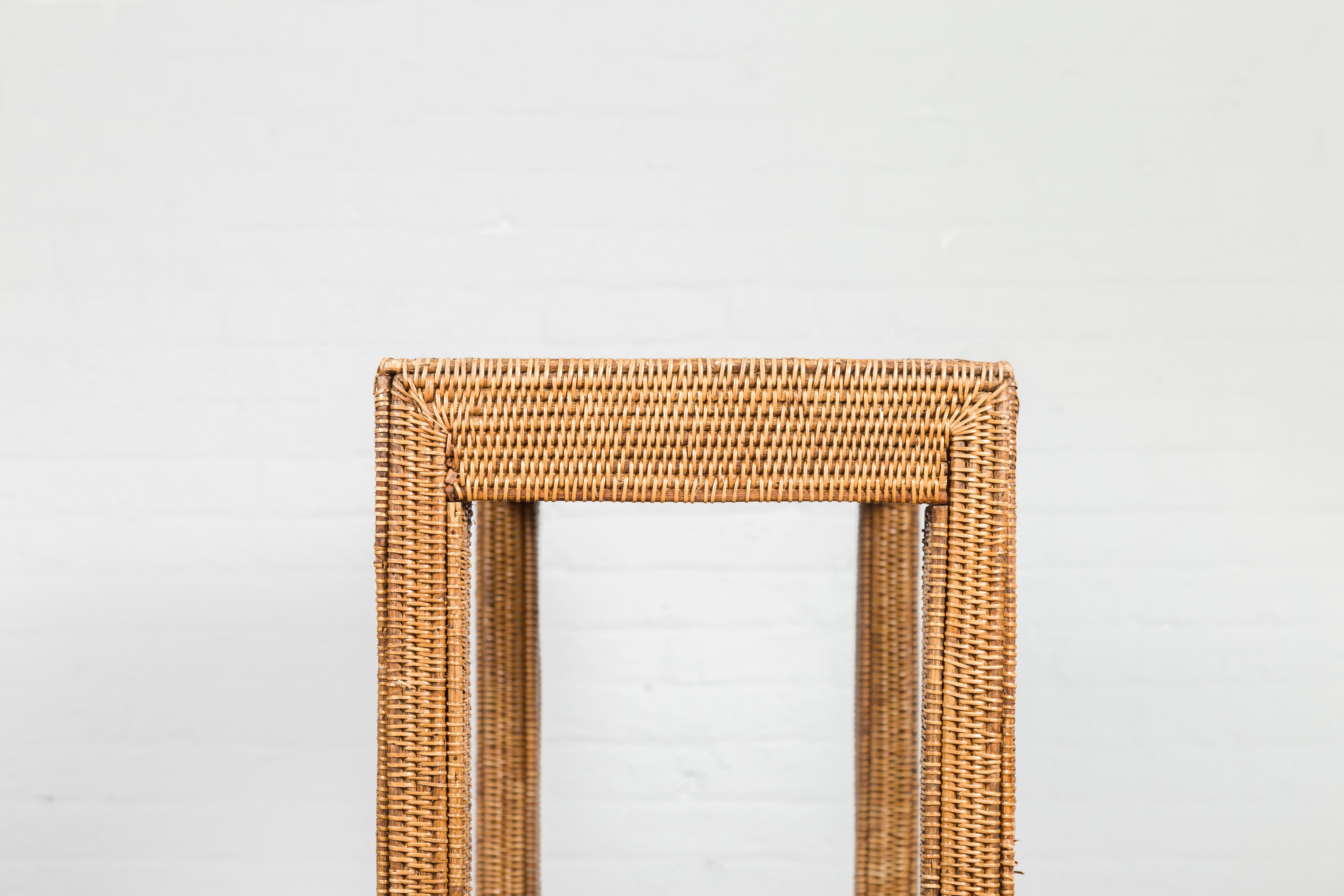Midcentury Style Woven Rattan Console Table For Sale 12