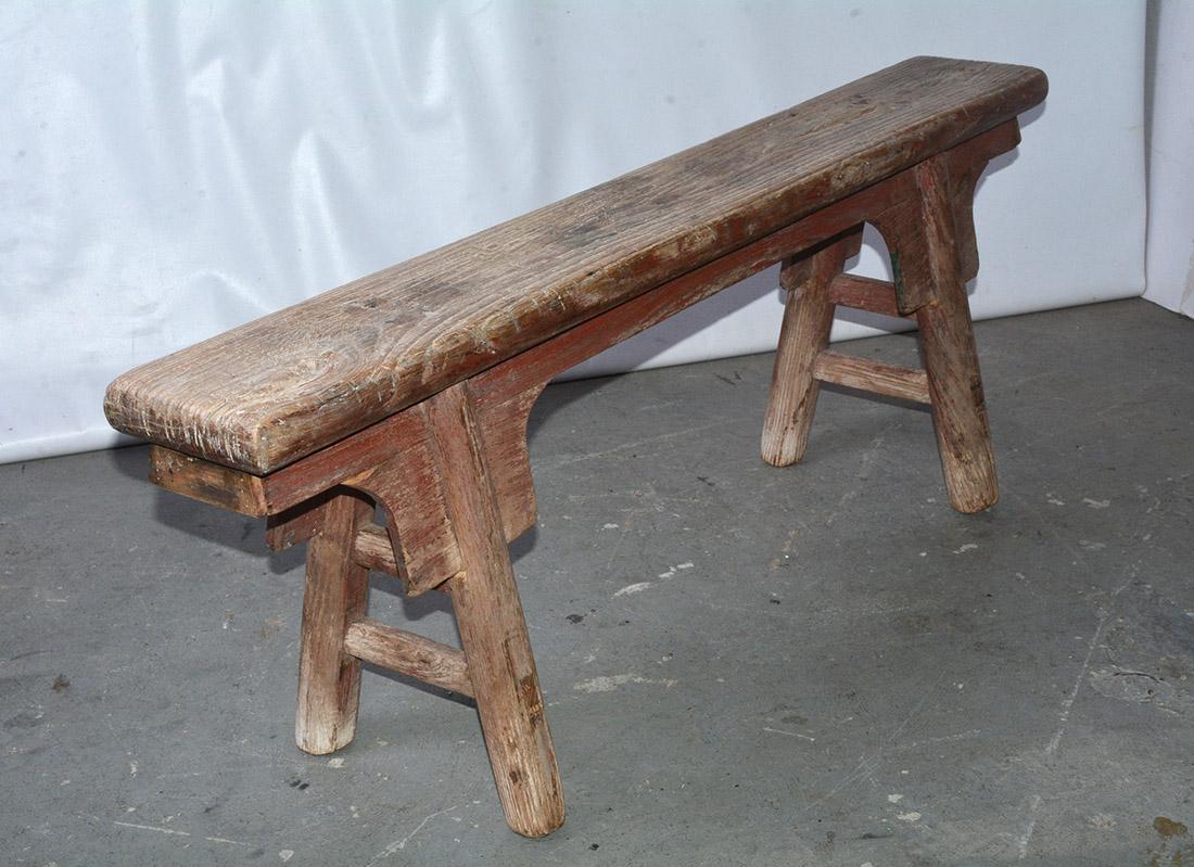Qing Banc en bois d'orme de style provincial chinois rustique en vente