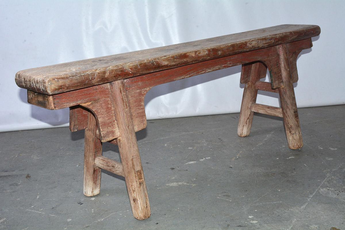 Chinois Banc en bois d'orme de style provincial chinois rustique en vente