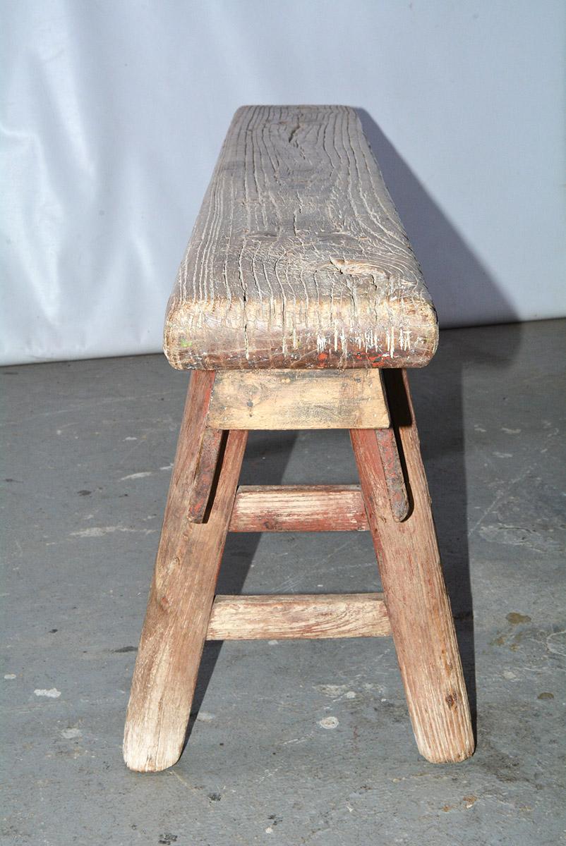 Fait main Banc en bois d'orme de style provincial chinois rustique en vente