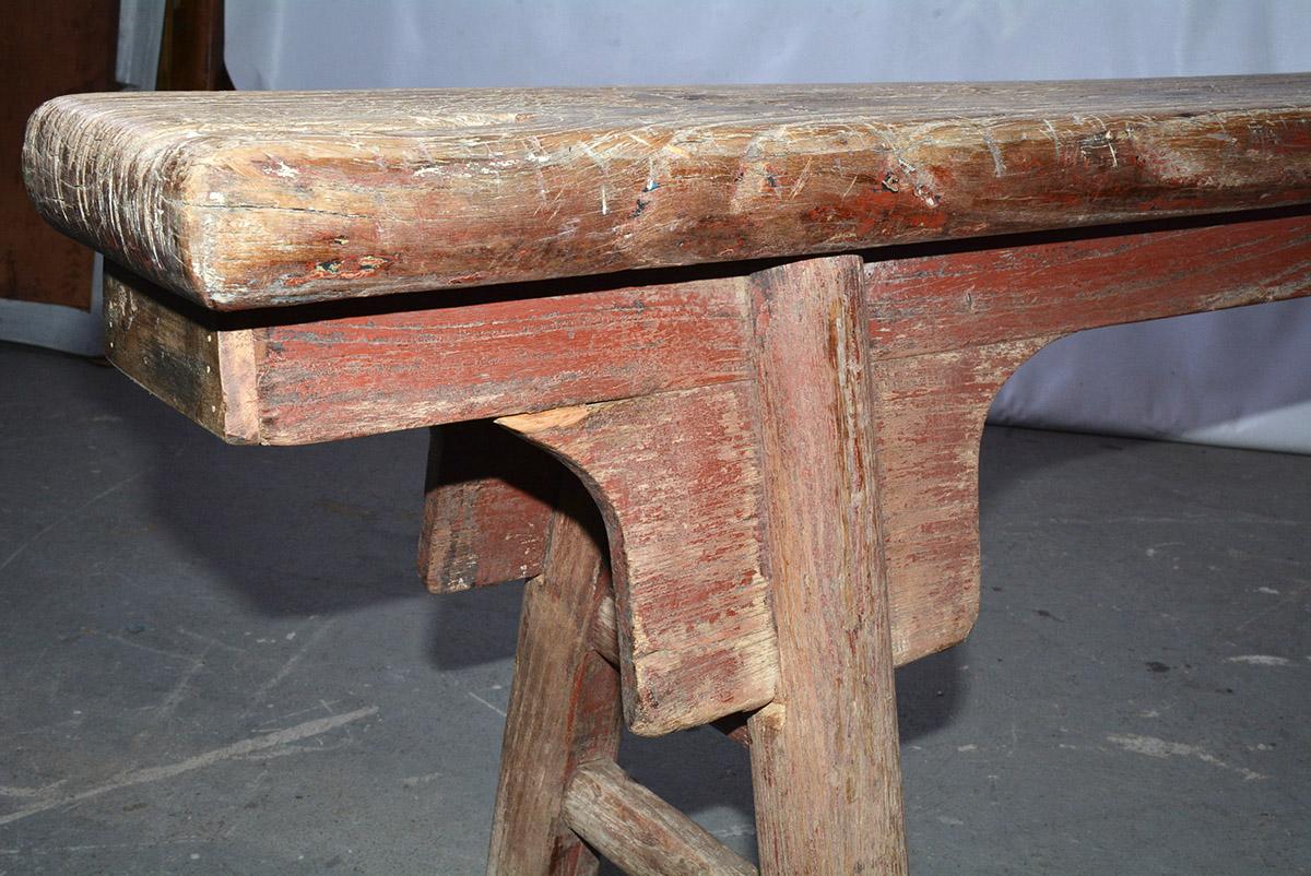 Banc en bois d'orme de style provincial chinois rustique en vente 1