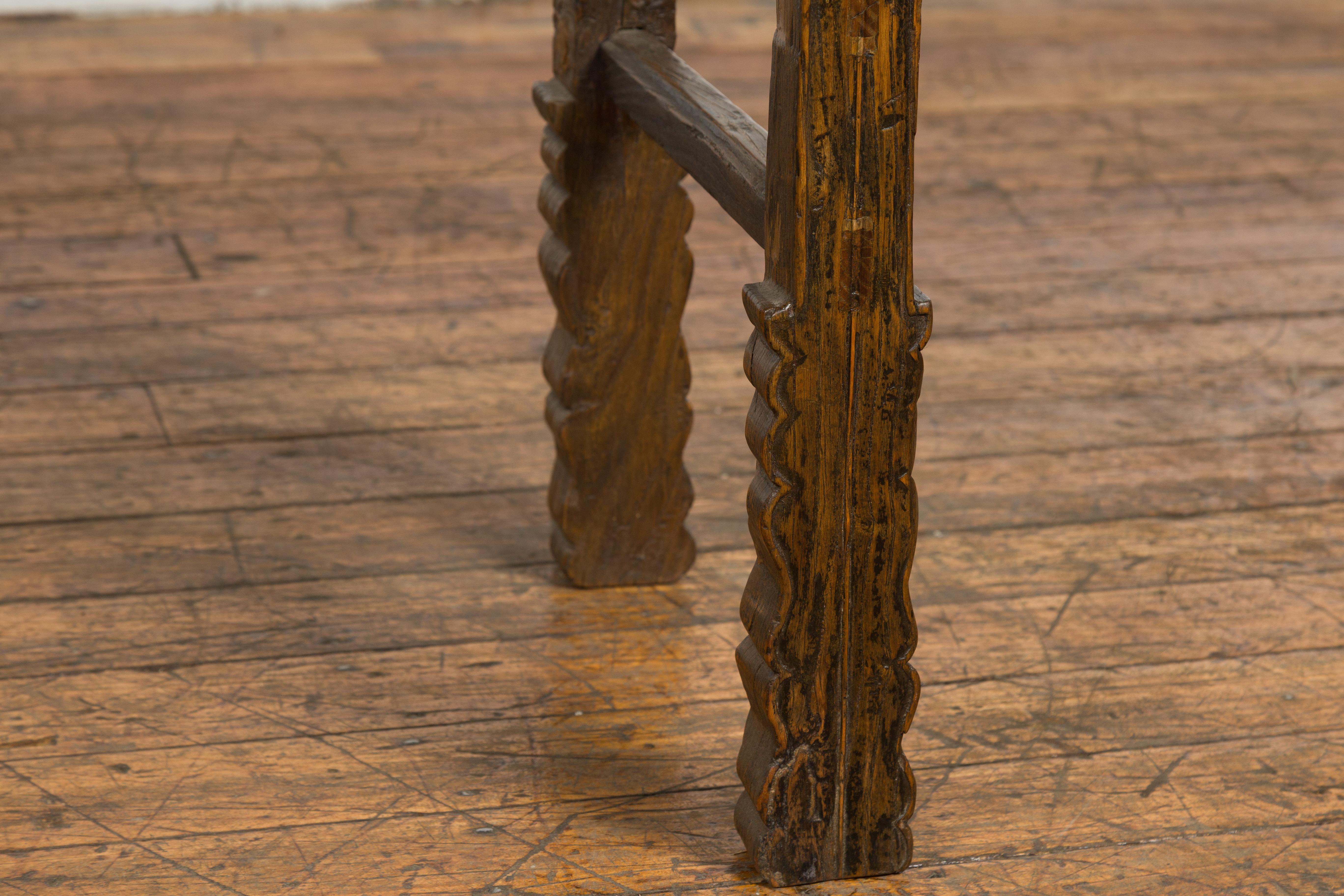 19th Century Antique Console Table with Textured Legs For Sale 2