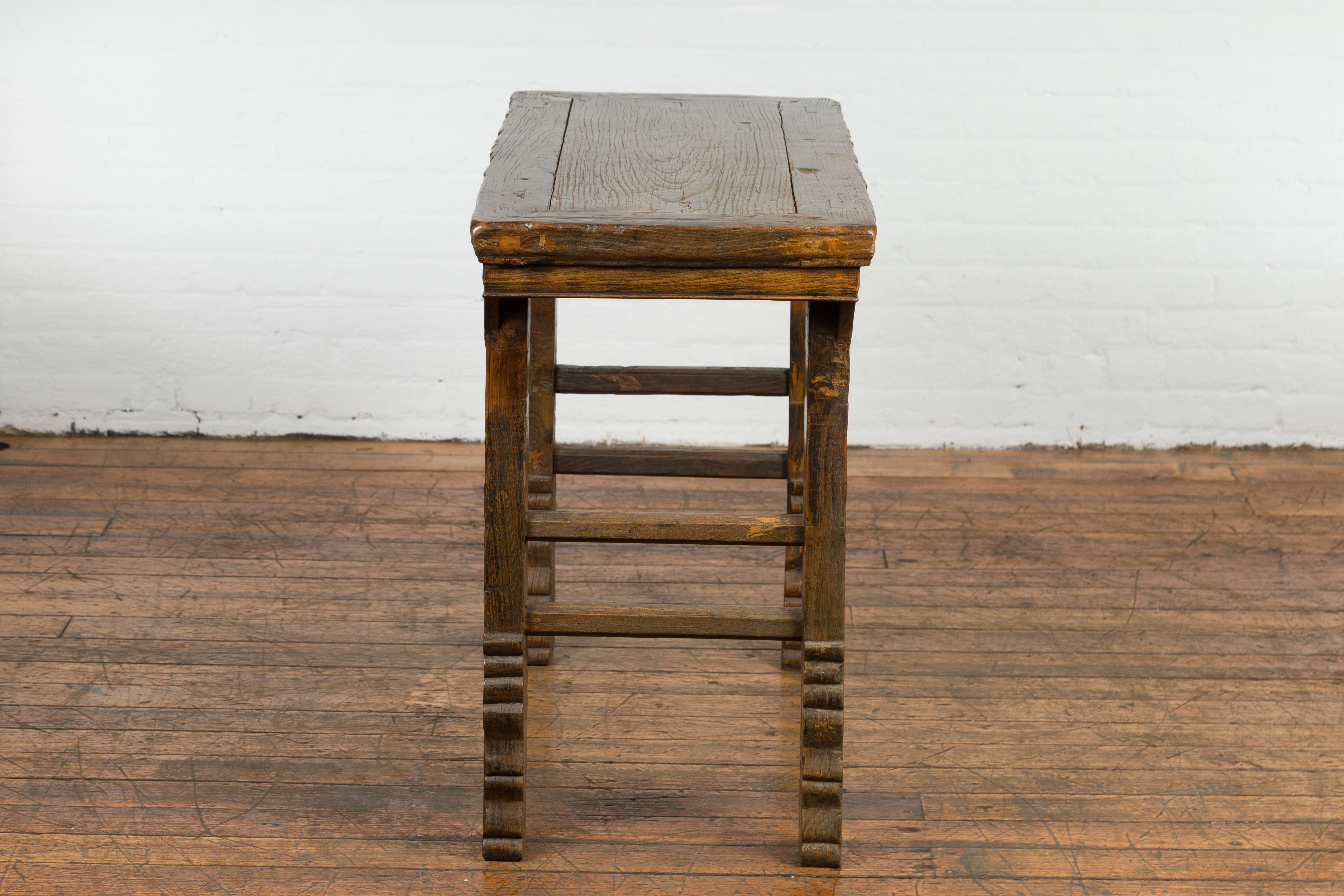 19th Century Antique Console Table with Textured Legs For Sale 3