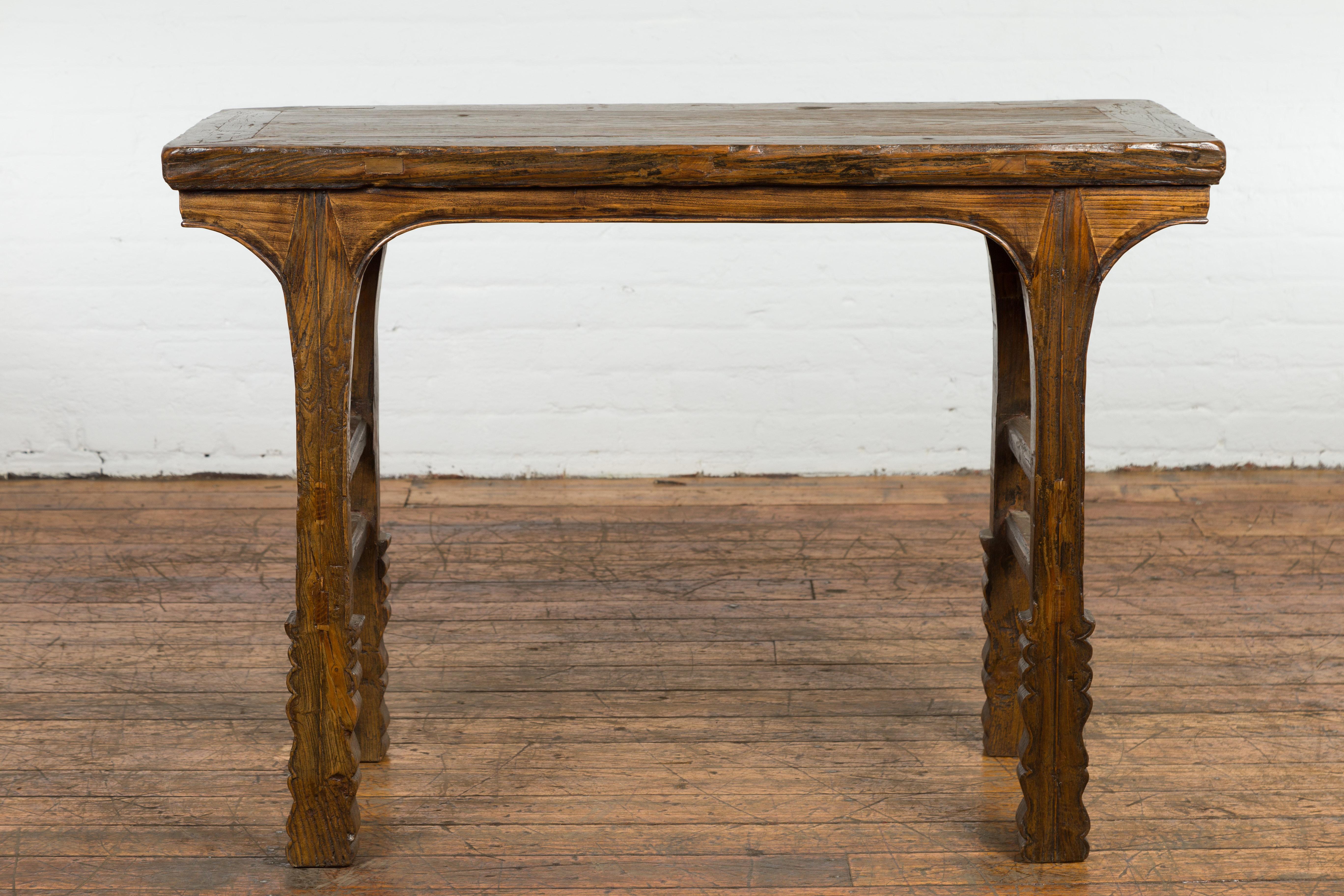 19th Century Antique Console Table with Textured Legs For Sale 7